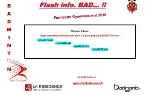 Fermetures Gymnases mai 2018