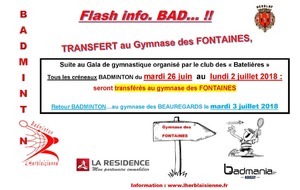 transfert créneaux BAD juin/juillet 2018