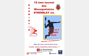 2 et 3 février 2019 - 12 ème tournoi des Mousquetaires