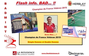 Champion de FRANCE VETERAN SH et DH 2019