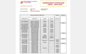 Calendrier Interclubs 2019 2020 avec réglement