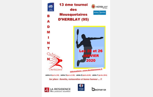 13 ème Tournoi des Mousquetaires 25 et 26 janvier 2020