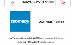 Partenariat avec DECATHLON HERBLAY pour le Badminton