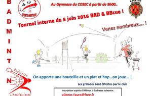 Tounoi interne de Badminton du 5 juin 2016