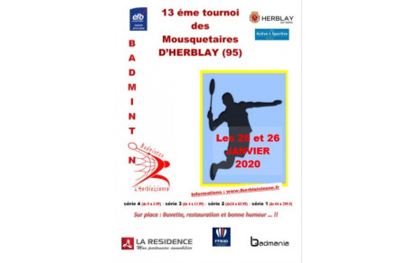 13 ème Tournoi des Mousquetaires 25 et 26 janvier 2020