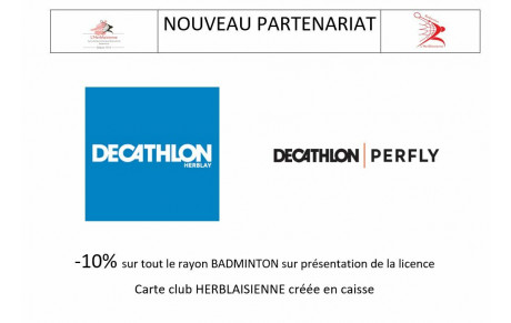 Partenariat avec DECATHLON HERBLAY pour le Badminton
