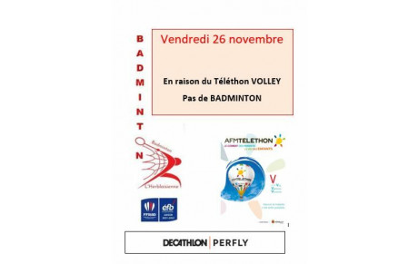 Pas de BADMINTON le Vendredi 26 Novembre