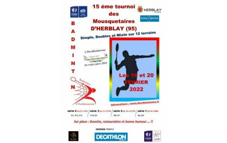 Appel aux bénévoles pour le 15 ème tournoi des Mousquetaires 19 et 20 février