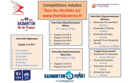 Calendrier Badminton Adultes