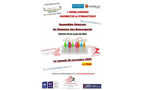 Assemblée Générale - samedi 26 novembre 17h