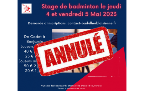 Stage de Badminton ANNULE