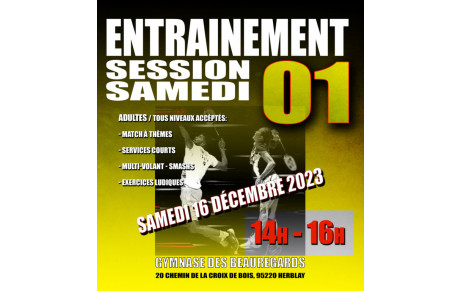 Animation/Entrainement Badminton Adultes - Samedi 16 Décembre